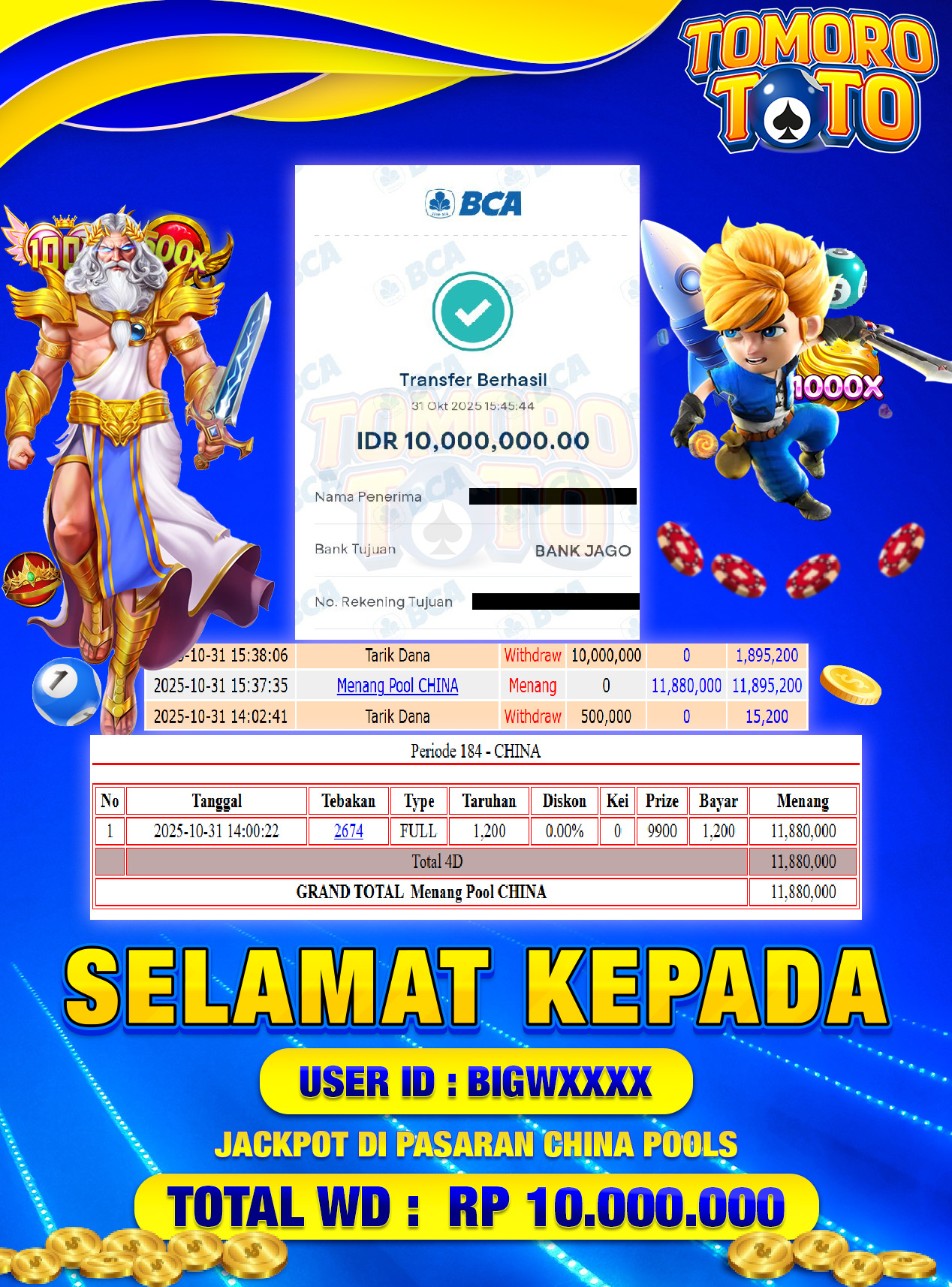 BUKTI JP TOMOROTOTO 31 OKTOBER 2025